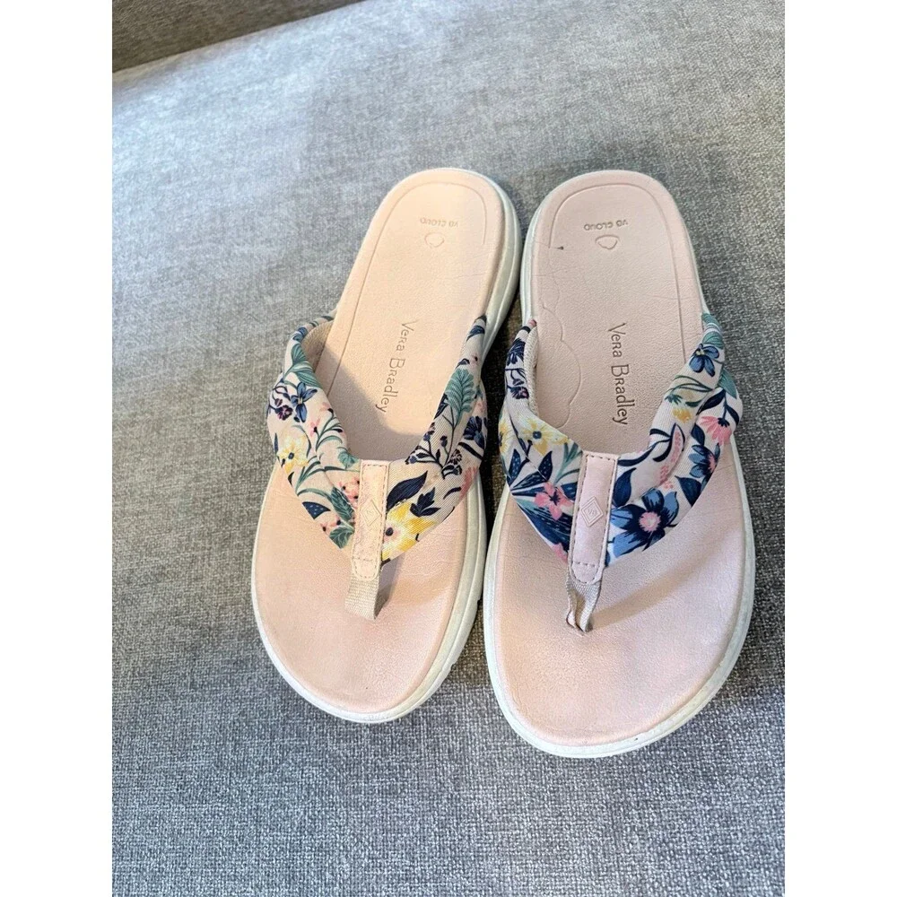 Vera Bradley VB Cloud Pink Floral Fabric Sandals Size 8